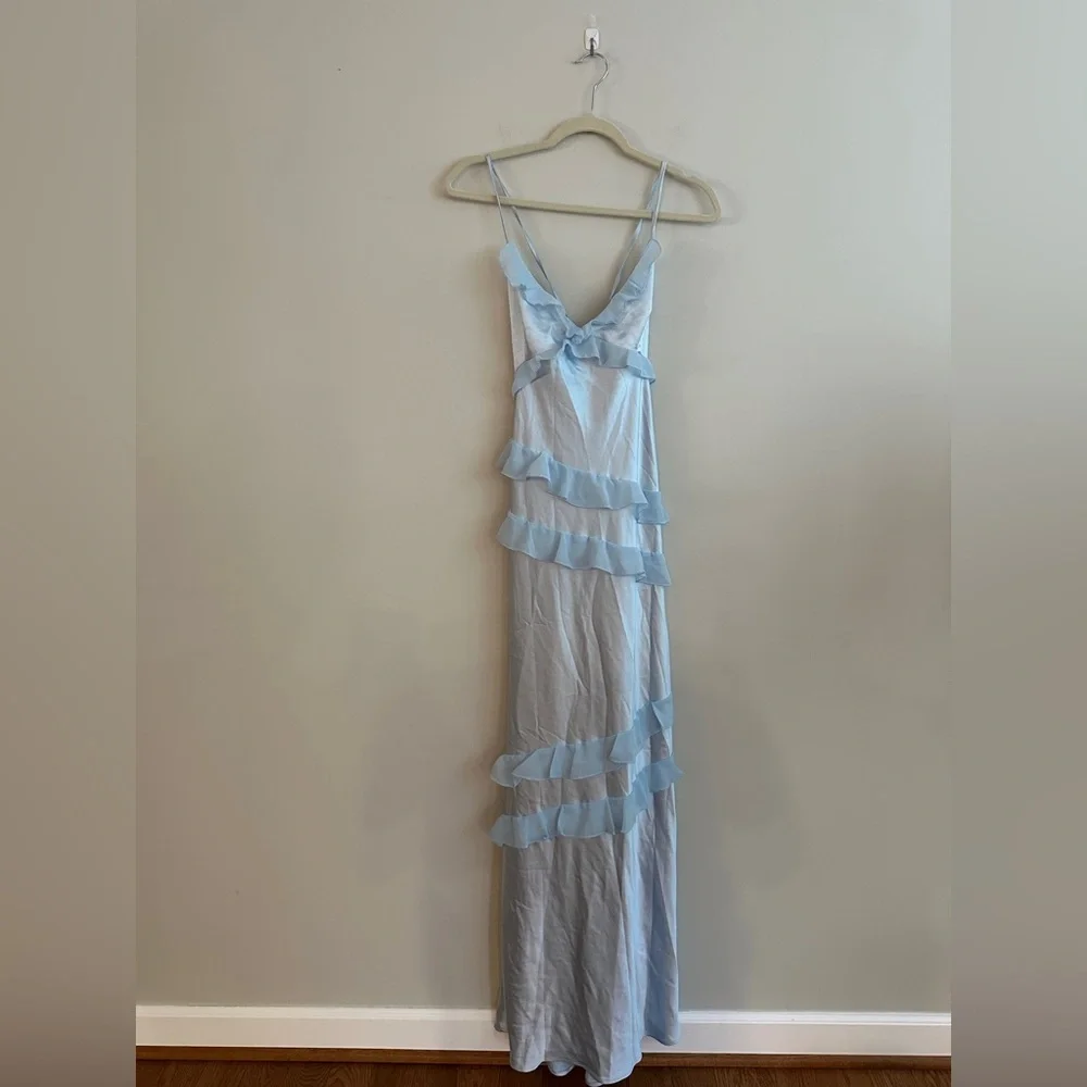 Beginning Boutique Inara Blue Ruffle Maxi Dress - Size 12 - Picture 13 of 16
